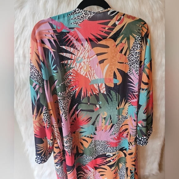 Vintage Tropical Jungle Longline Kimono/Cover-Up (NWOT) - Picture 4 of 8